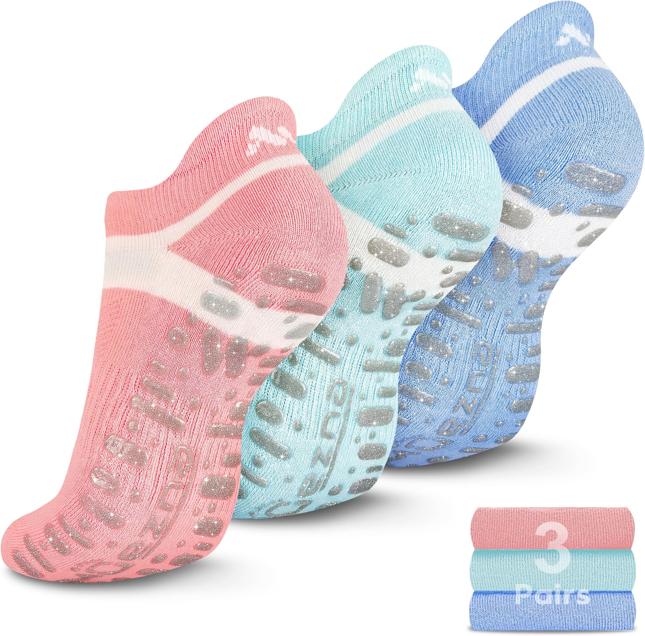 Non Slip Yoga Socks for Women, Anti-Skid Pilates, Barre, Hospital Socks with Grips, Size 5-10