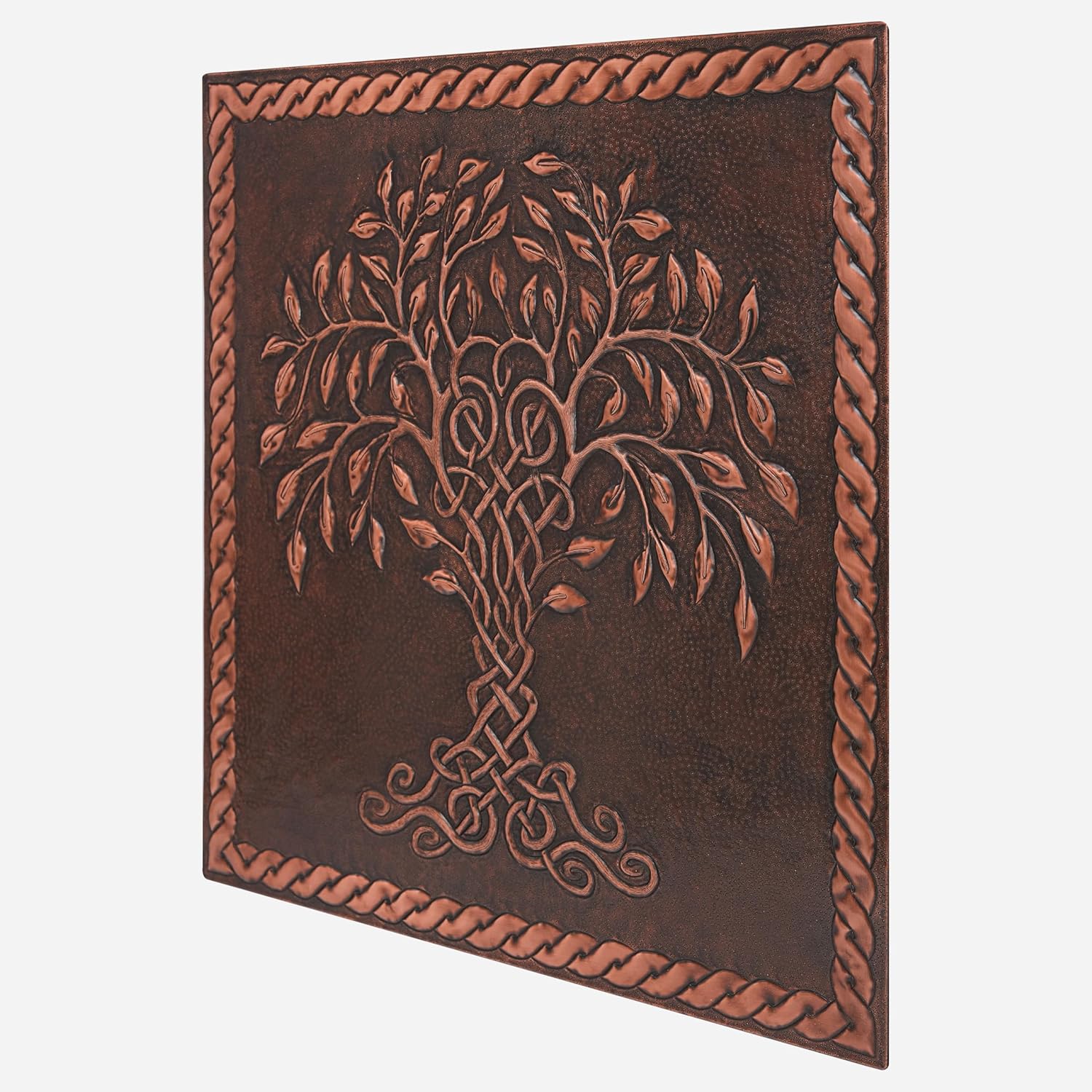 Kitchen Backsplash, Celtic Tree of Life with Celtic Knot Border Copper Kitchen Backsplash, Custom Copper Backsplash Panel, Handmade Copper Backsplash Tile, Indoor Outdoor Wall Decor (Brown)