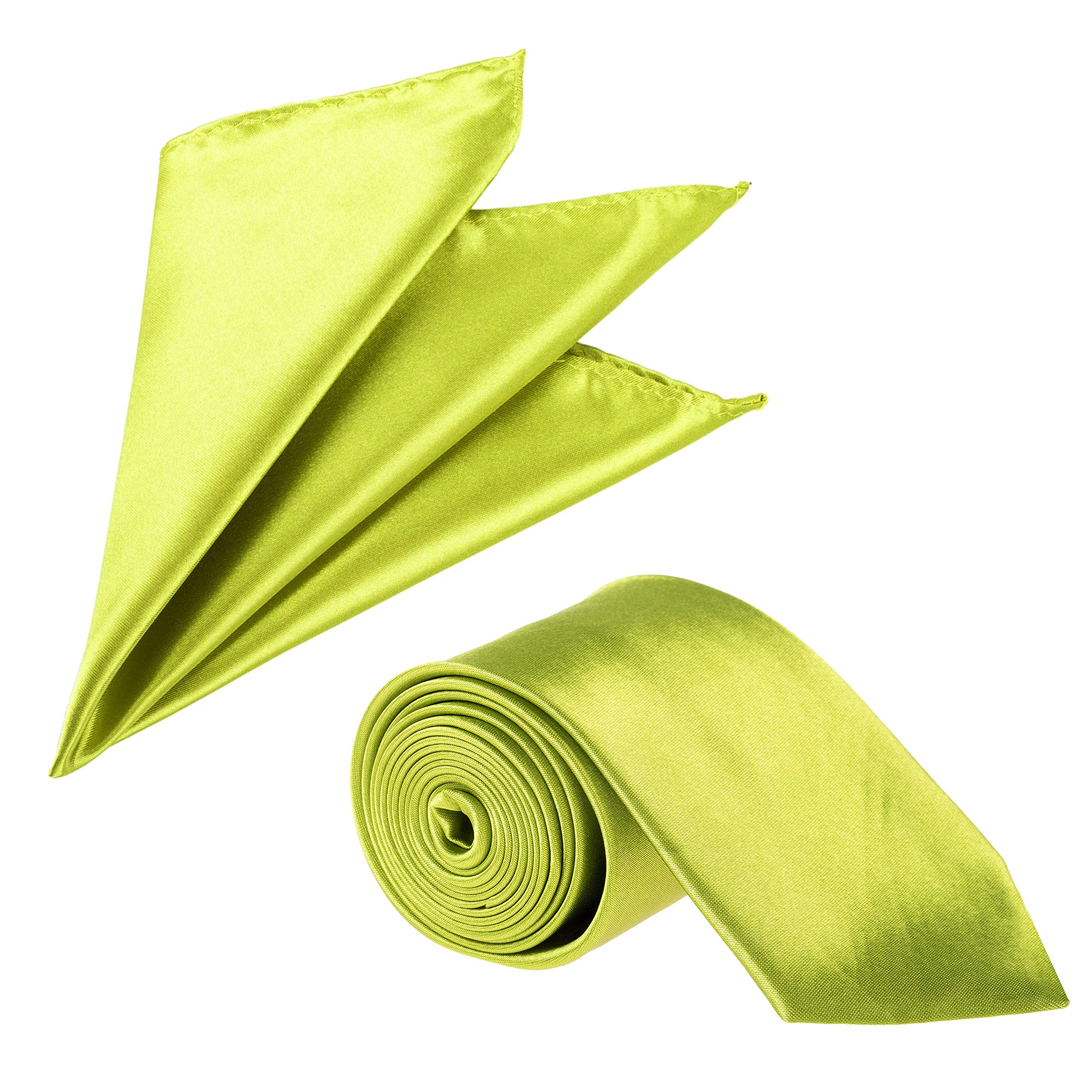 The Tie Company Men's Apple Green The Tie Co™ Matching Suit Accessories Set - Wide 7.5Cm Plain Satin Tie + 28Cm Hanky Handkerchief (Apple Green)