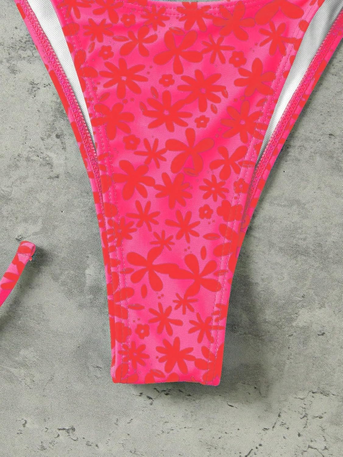 MakeMeChic Women's Floral Triangle Thong Bikini Sets Halter Gingham Swimsuit Bathing Suit - Image 6