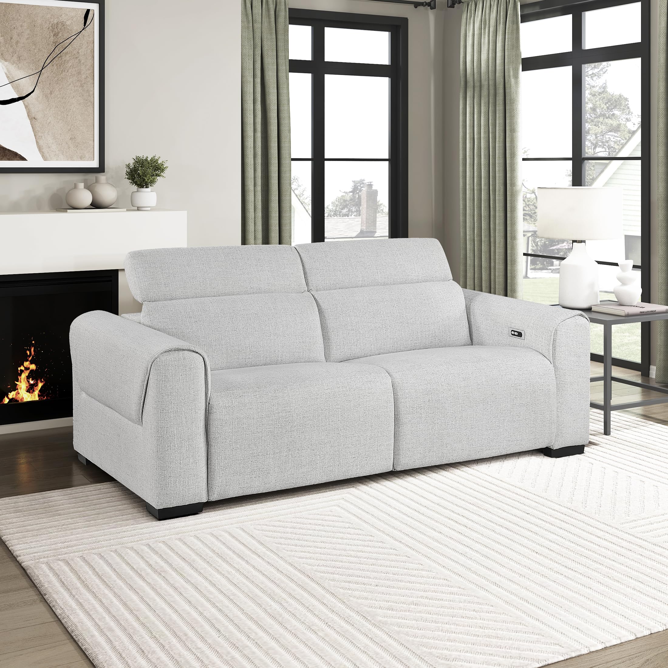 Lexicon Power Reclining Sectional Couches for Living Room-Modular Sectional Sofa Wall Hugger 2 Recliner Seats Power Headrests Charging