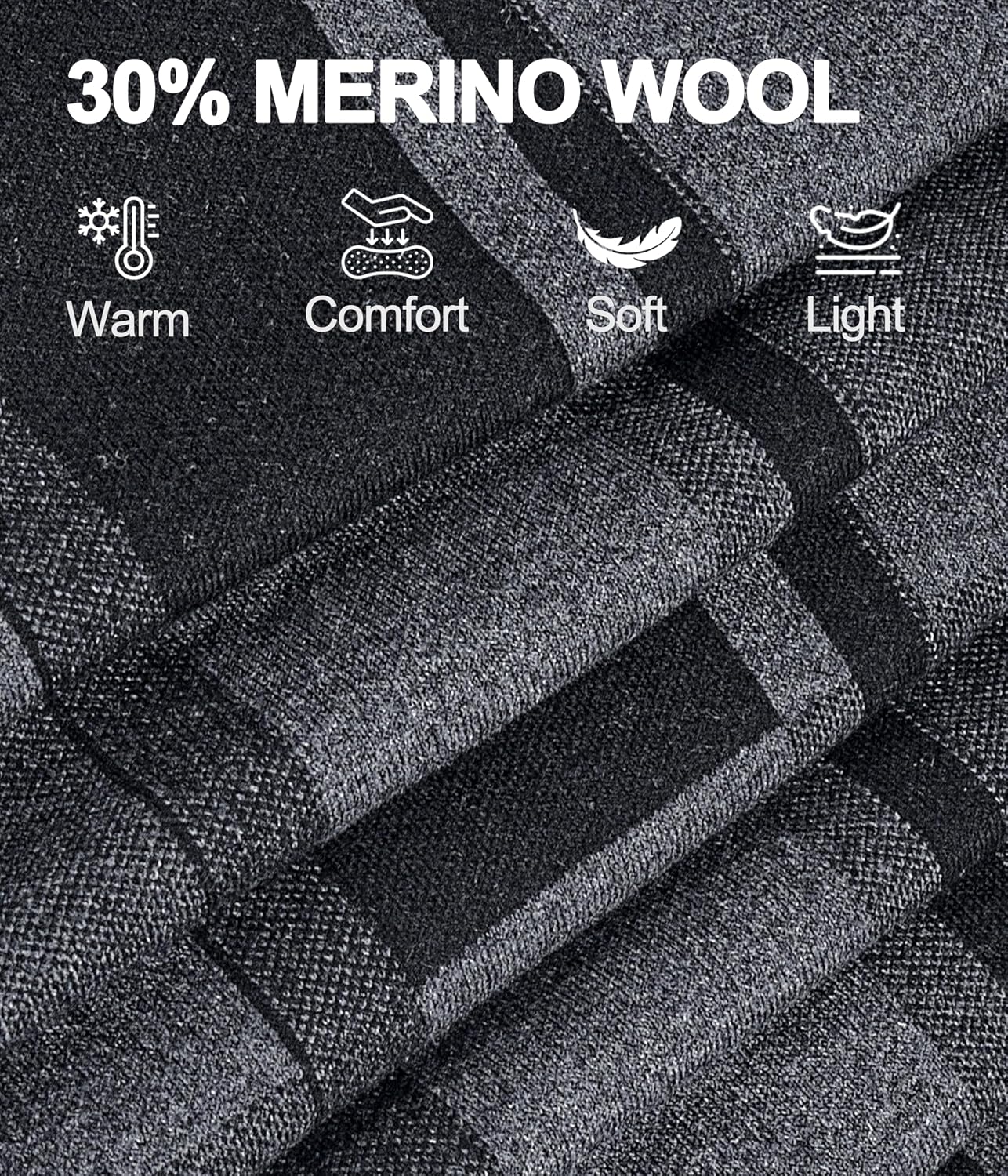 KEECOW Mens Merino Wool Winter Scarf Classic Warm Soft Thick Long