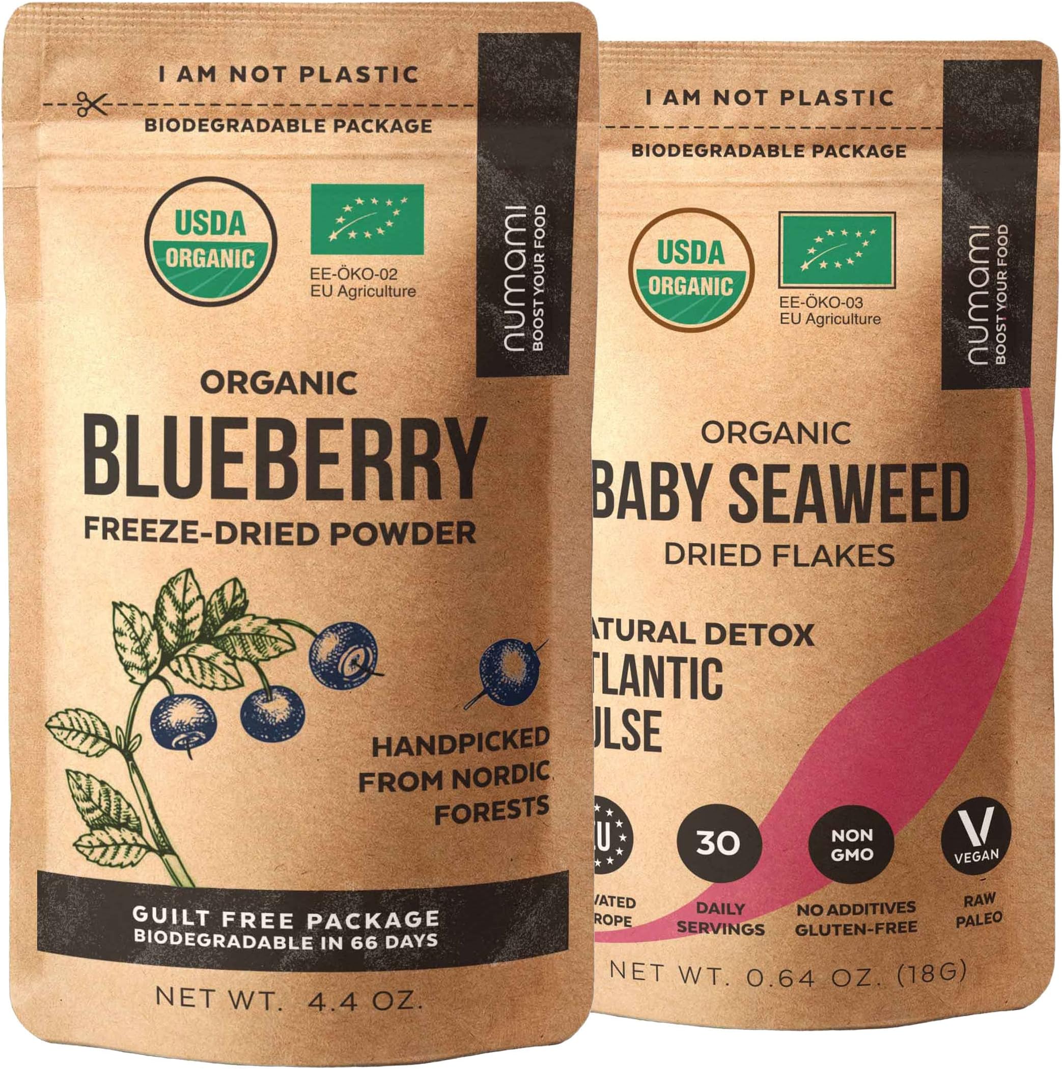 Atlantic Dulse and Wild Blueberry Powder for Your Perfect Detox Smoothie, Premium Quality and Organic Certified