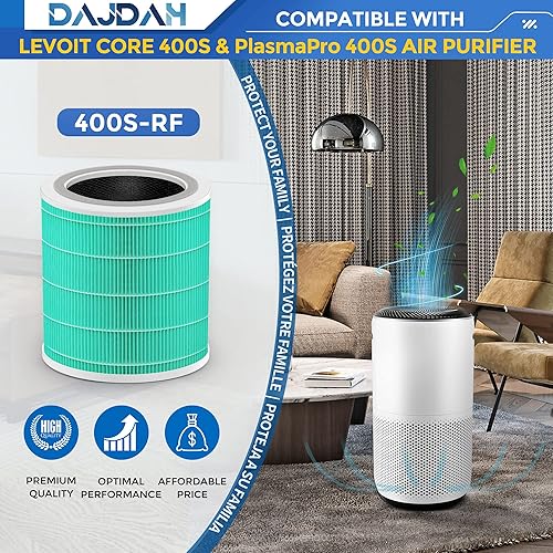 Miniatura 2 de Filtro absorbente de toxinas Core 400s compatible con el filtro de repuesto para purificador de aire LEVOIT 400s-rf y LEVOIT Core 400s purificadores