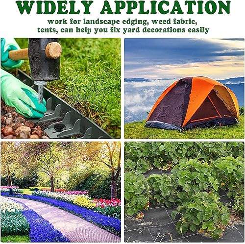 Miniatura 6 de Estacas de jardín en espiral resistentes de 14 pulgadas, estacas de jardín de metal galvanizado sólido para fijar bordes de pavimentación, barreras