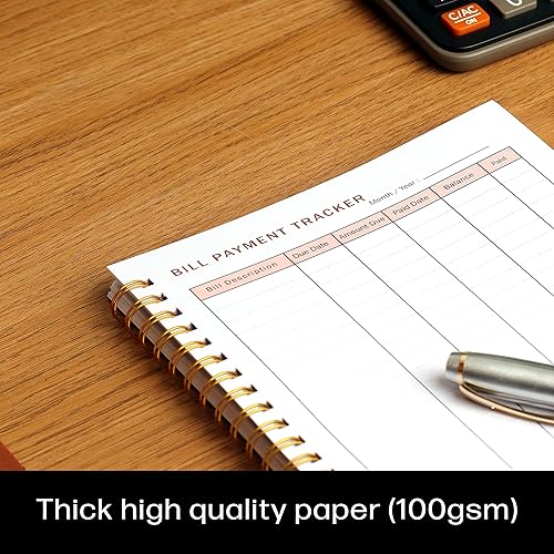 Miniatura 3 de Rastreador de pagos de facturas. Cuaderno A5 planificador de facturas con encuadernación en espiral y bolsillo trasero - Organizador de finanzas y