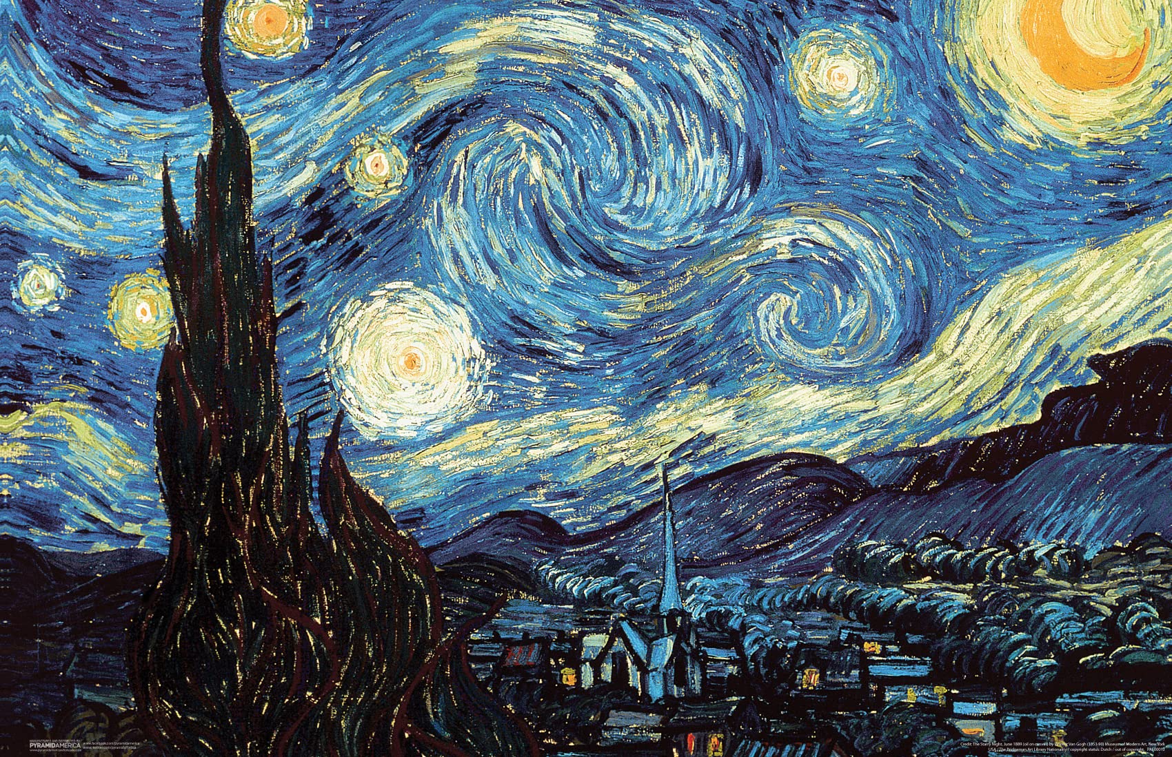 Pyramid AmericaVan Gogh Poster - Van Gogh - Starry Night 11x17 Aesthetic Room Decor, Ideal for Bedroom Decor, Home Decor, Office Decor, Playroom Decor & Living Room Decor