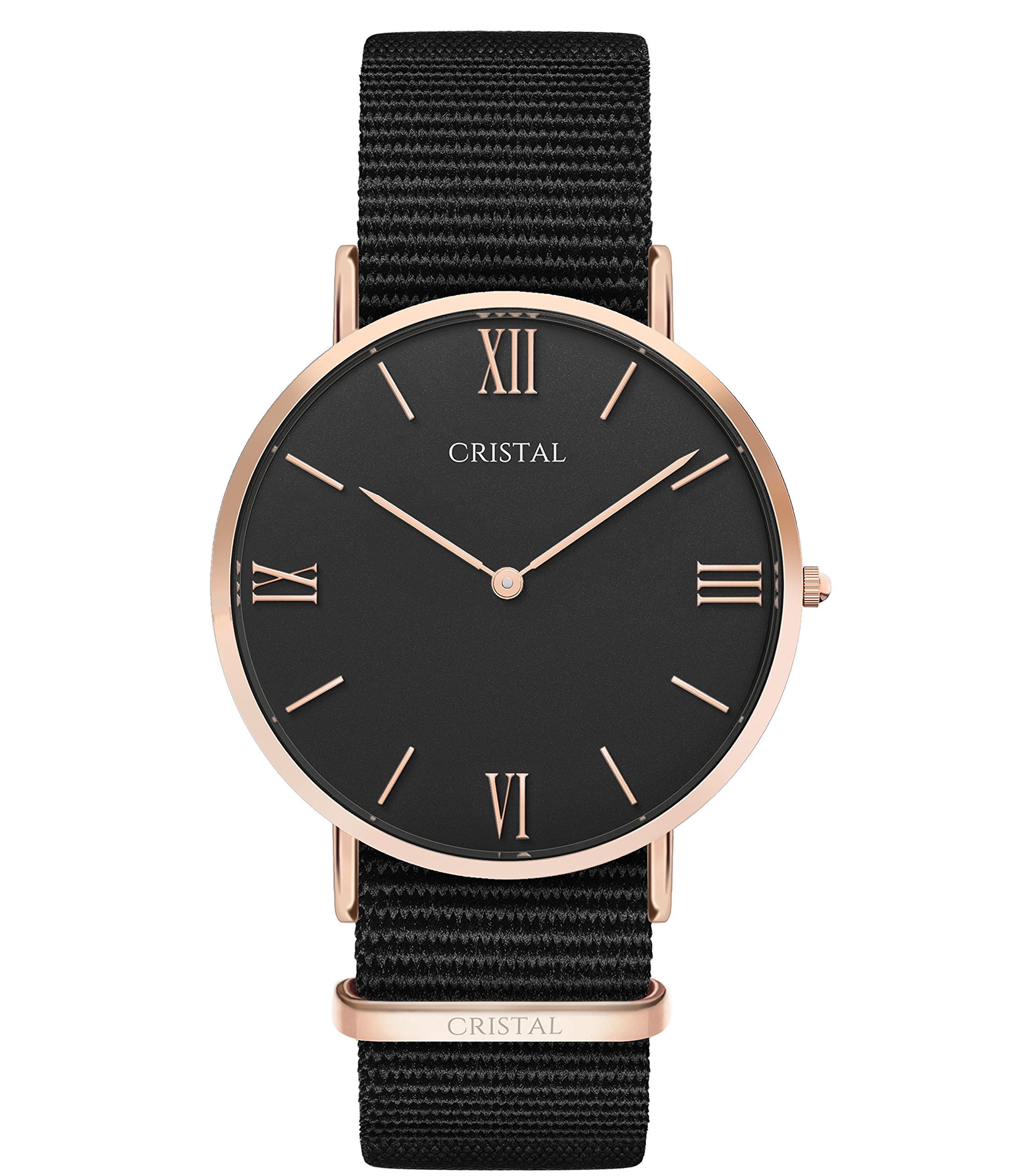 Cristal Reloj, oro rosa – Unisex – Pulsera de nailon