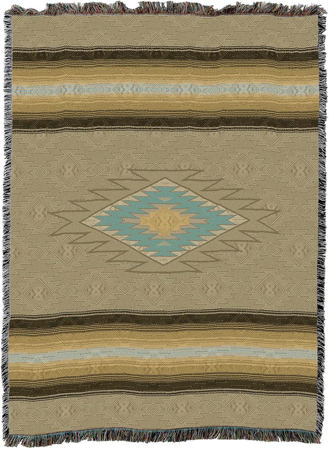 Pure Country Weavers Great Basin Blanket - Southwest Native American Inspired - Gift Tapestry Throw Woven from Cotton - Made in The USA (72x54)