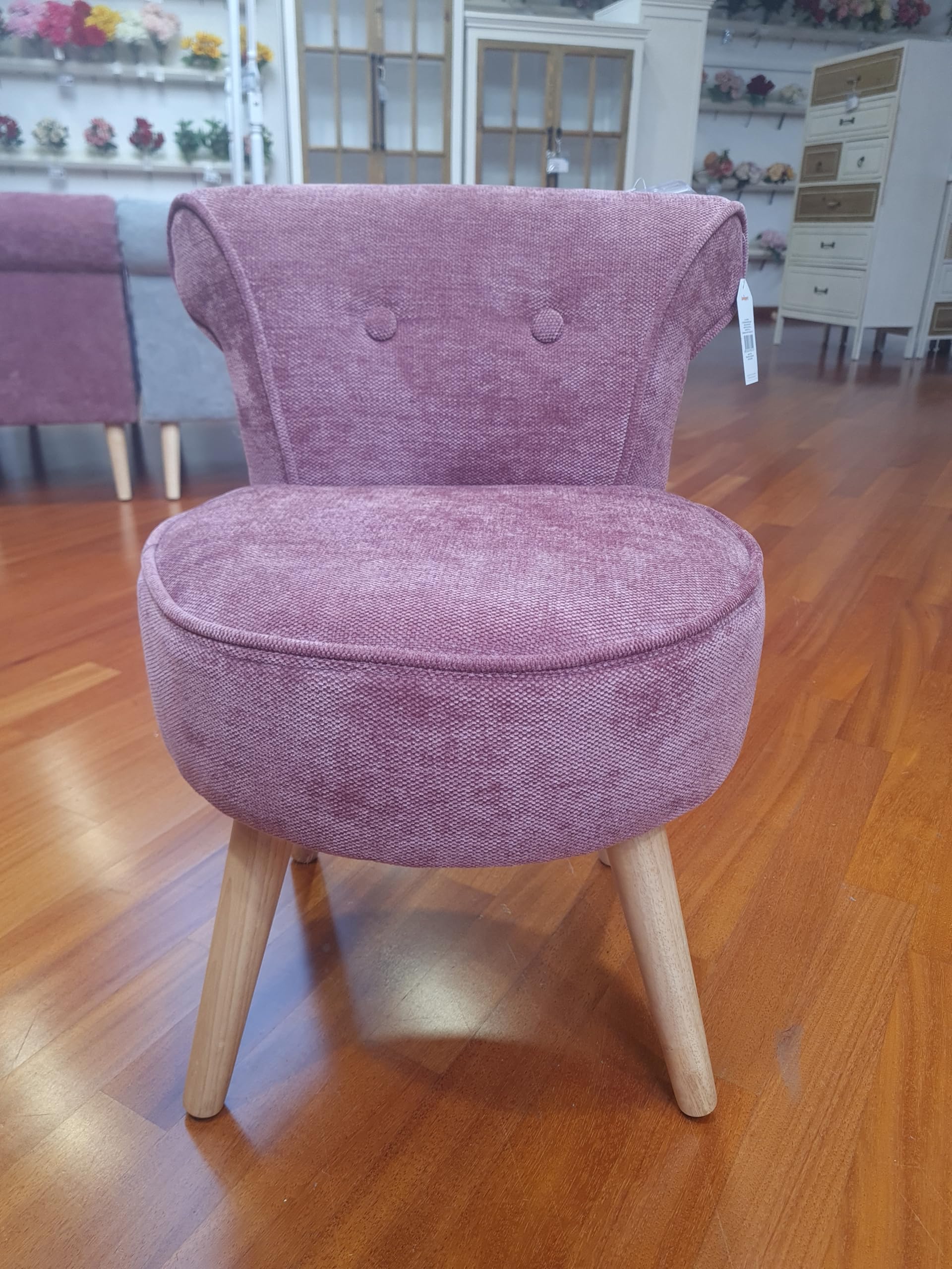 Poltroncina PARIGI VELVET Blu Schienale in Tessuto, Sedia Imbottita per Trucco 45x45x61 cm (TIA 61941)