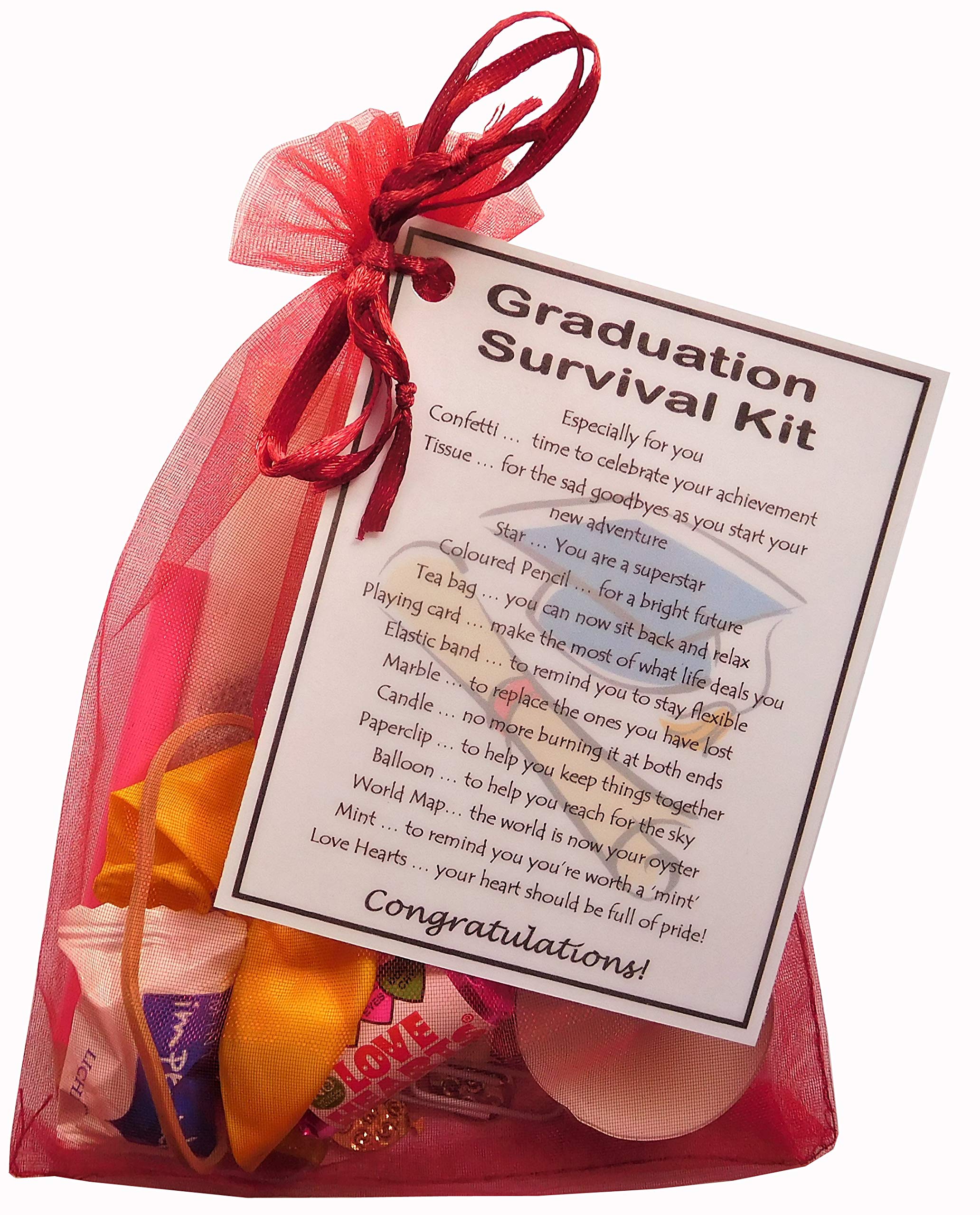 Smile Gifts Uk Red Graduation Survival Kit - Great Novelty Graduation Gift/Keepsake