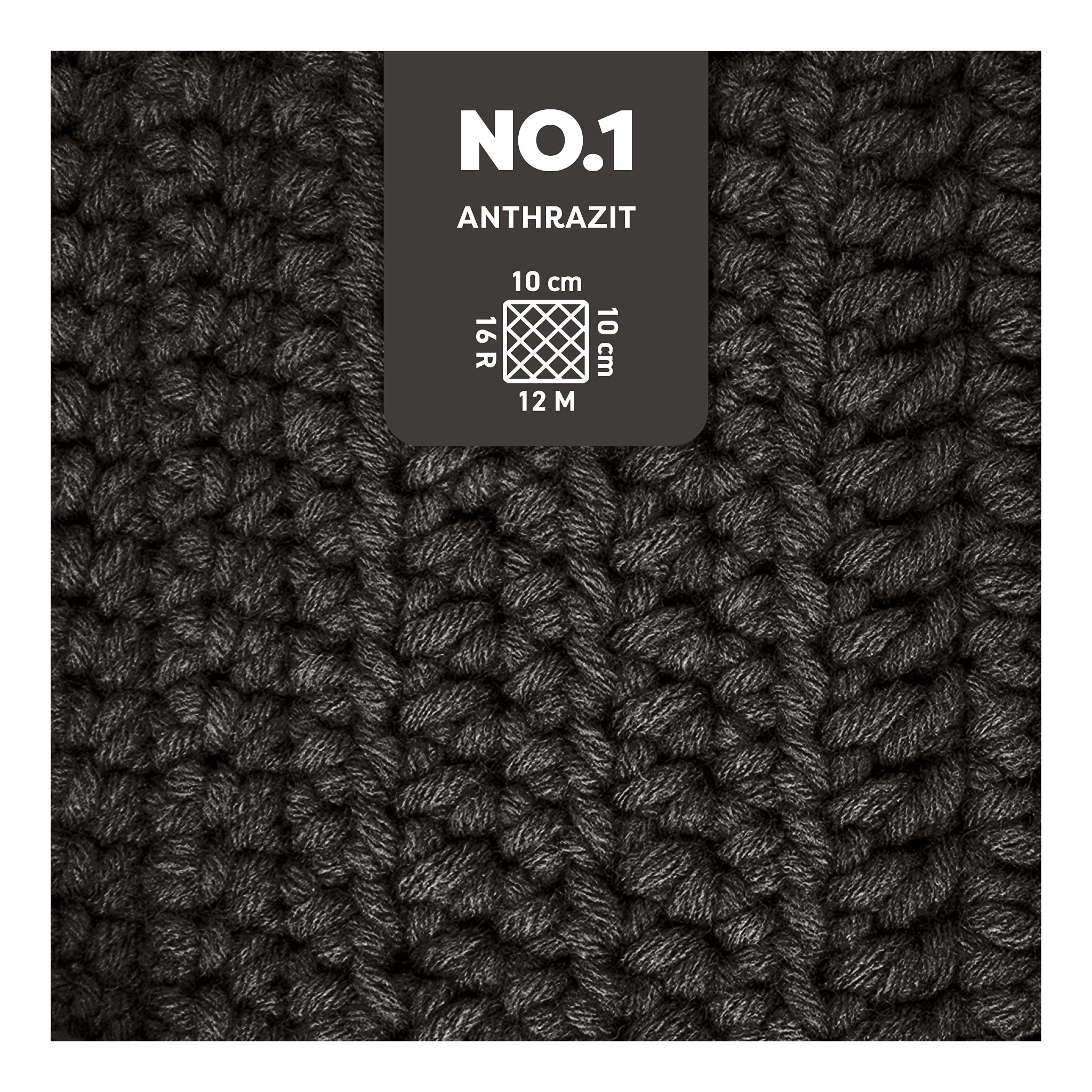 myboshi No.1 Wolle zum Häkeln und Stricken, Schnellstrickgarn, langlebige Mützenwolle, Strickwolle, Häkelwolle, mulesing-frei, 50g, Ll 55m Grau (Anthrazit), 10 Knäuel