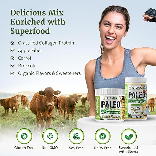 Miniatura 5 de Paleo Perfection - Polvo de proteína de colágeno de carne de res alimentada con pasto de chocolate doble con stevia - Paleo, Keto, SCD, AIP Proteína