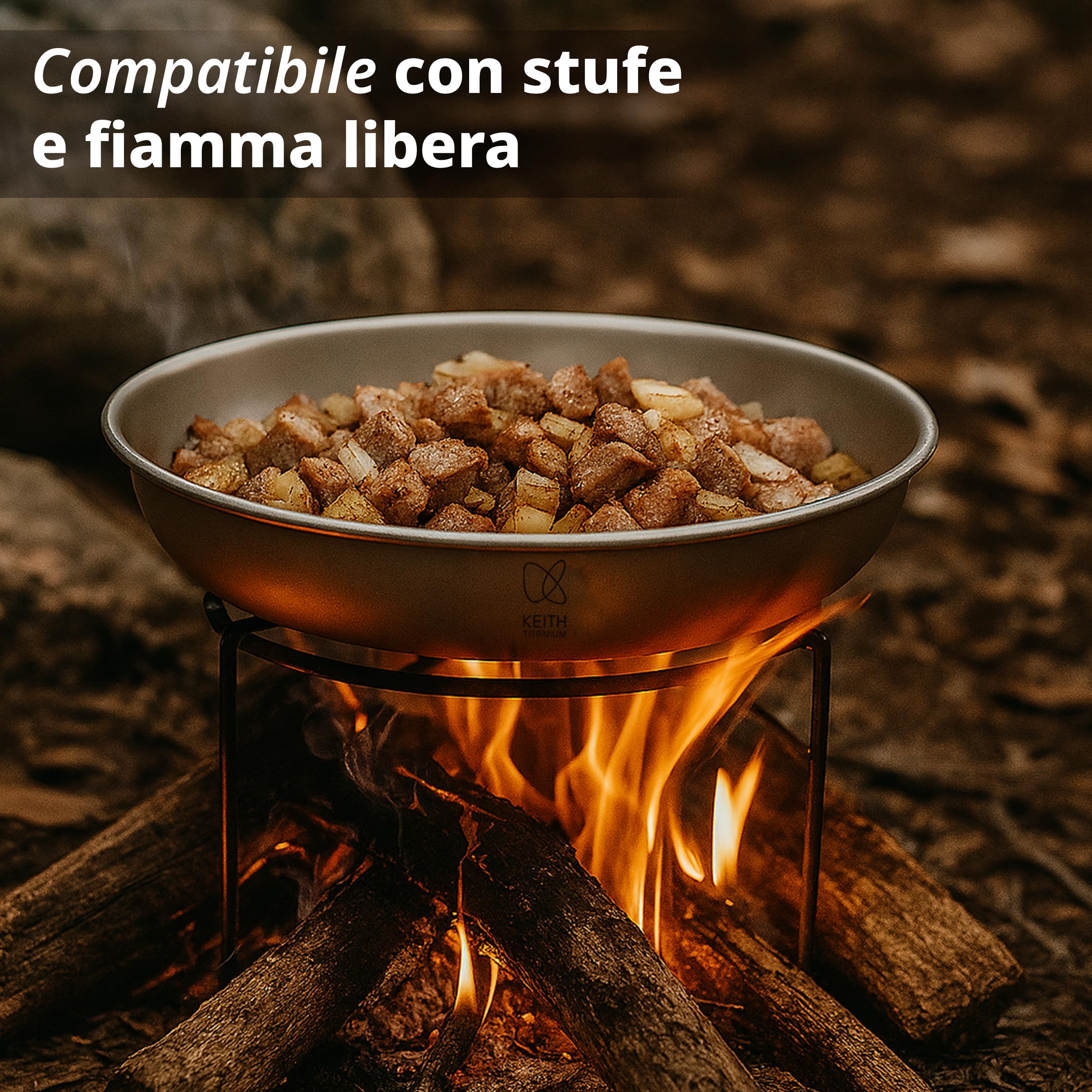 Keith Piatti Titanium - Piatti da campeggio leggeri con bordi arrotolati, design impilabile, resistenti alla corrosione, ideali per cene all'aperto, campeggio, snack e pasti (450 ml)