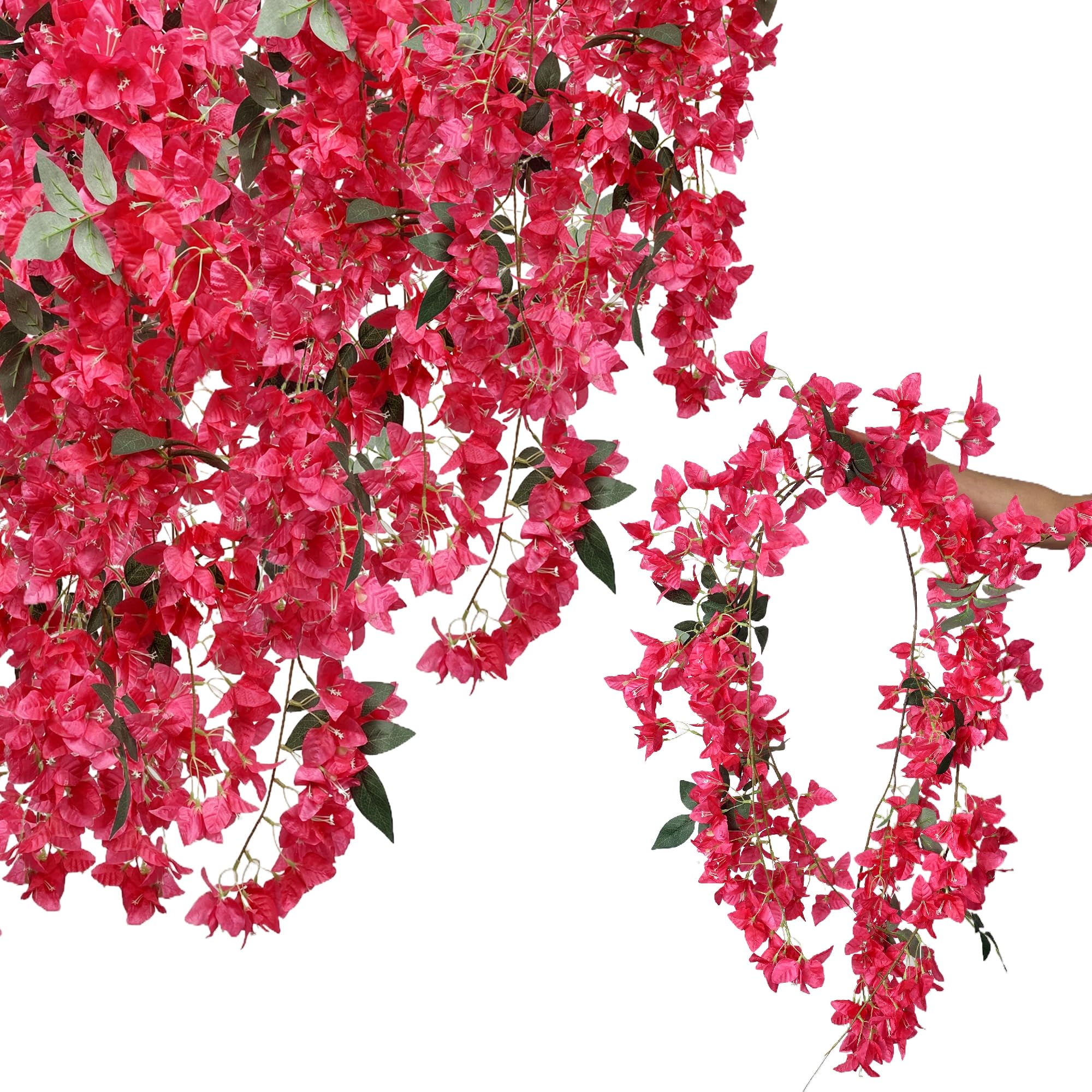 Set of 2-5.9Ft Long Artificial Bougainvillea Flowers Garland Silk Climbing Bougainvillea Vines for Wedding Arch Wall Backdrop Table Runner (Fuchsia -
