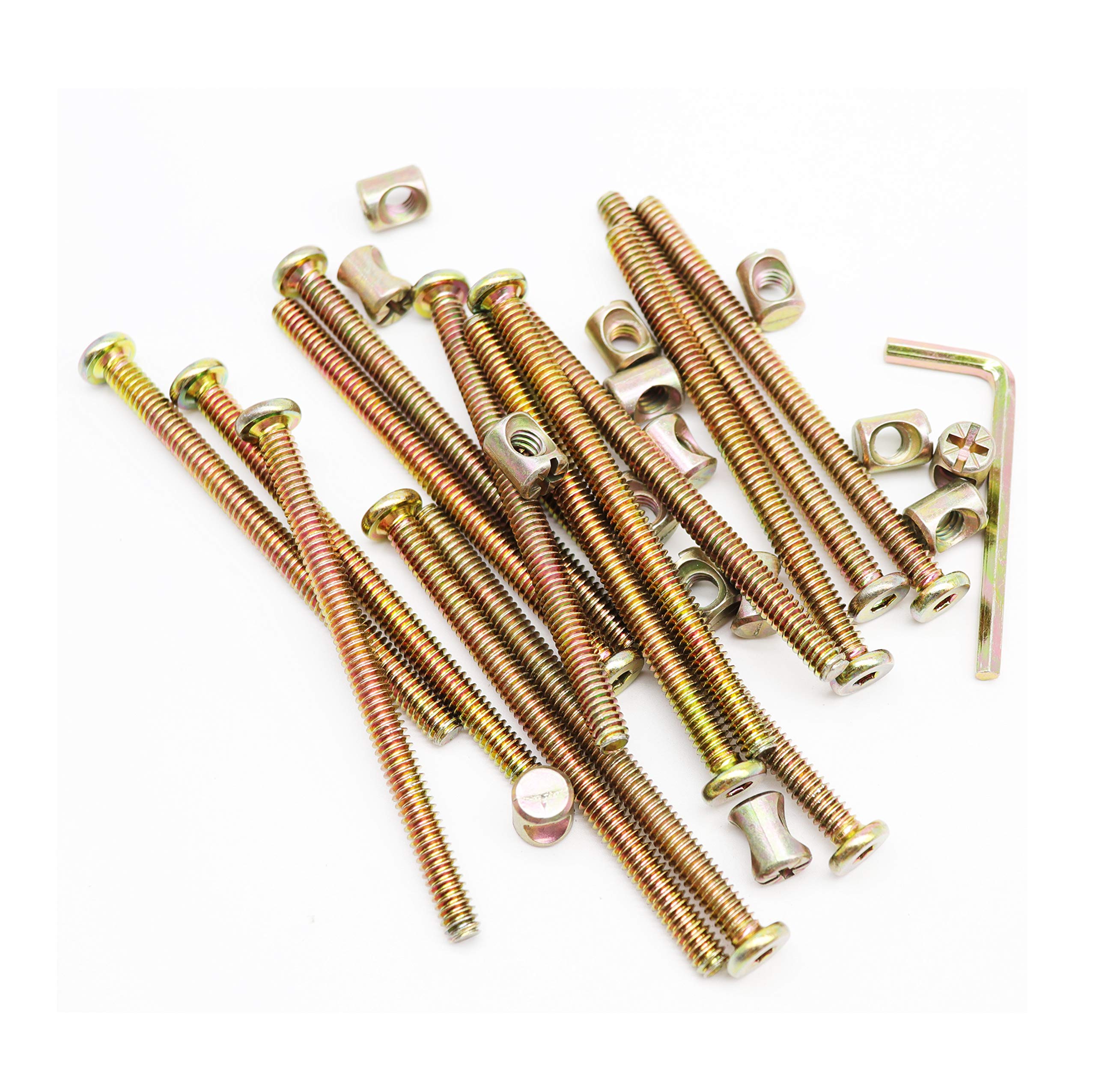 BinifiMux 15-Pack 1/4-20 X 2-1/2" Crib Screws, Zinc Plated Hex