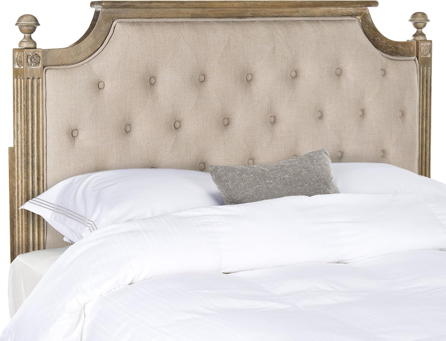 Safavieh Home Collection Tufted Velvet Rustic Oak and Beige Headboard (Queen)