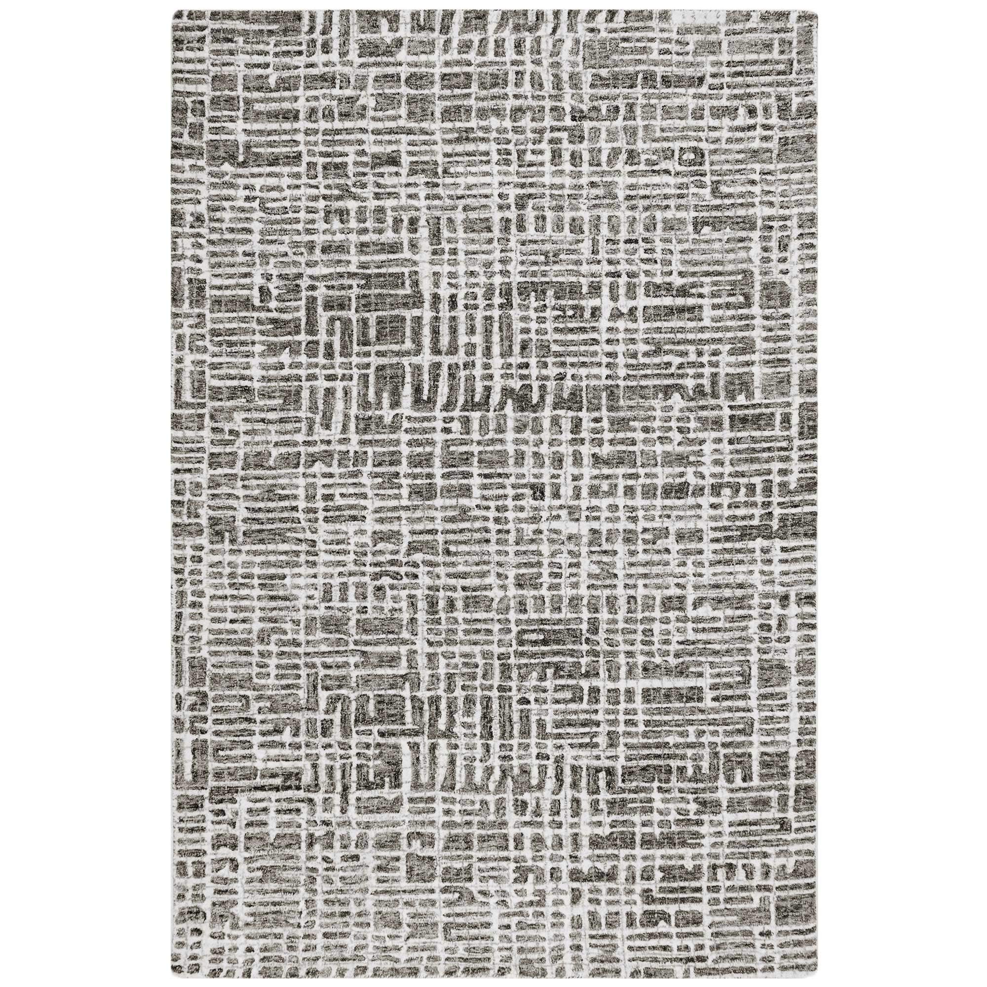 Photo 1 of Grid Charcoal Indoor Wool Rug, 5' X 7'6", Grey Black 5' X 7'6" Grey Charcoal and Black