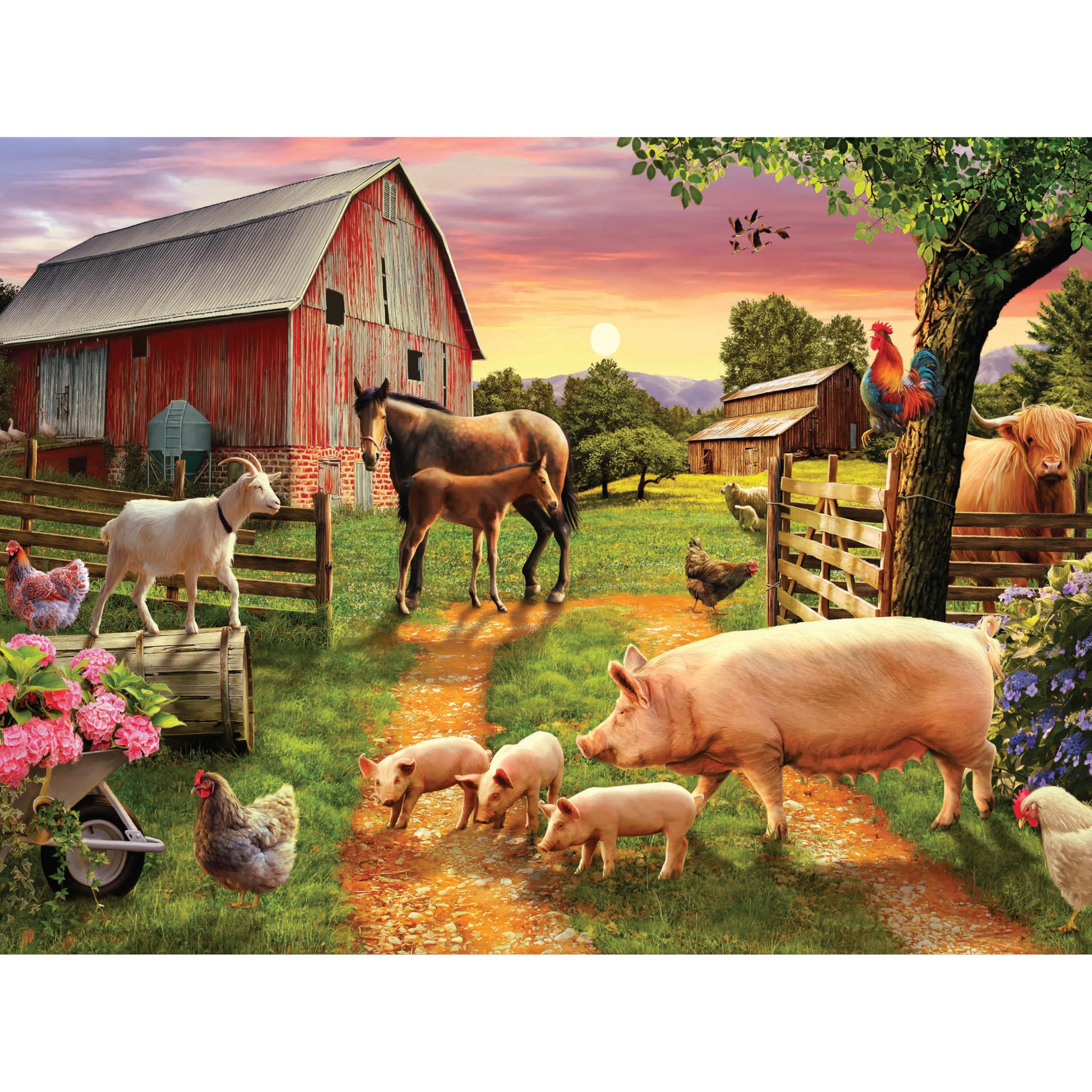 Amazon.com: Playful Day at The Farm 750 Piece Jigsaw Puzzle for