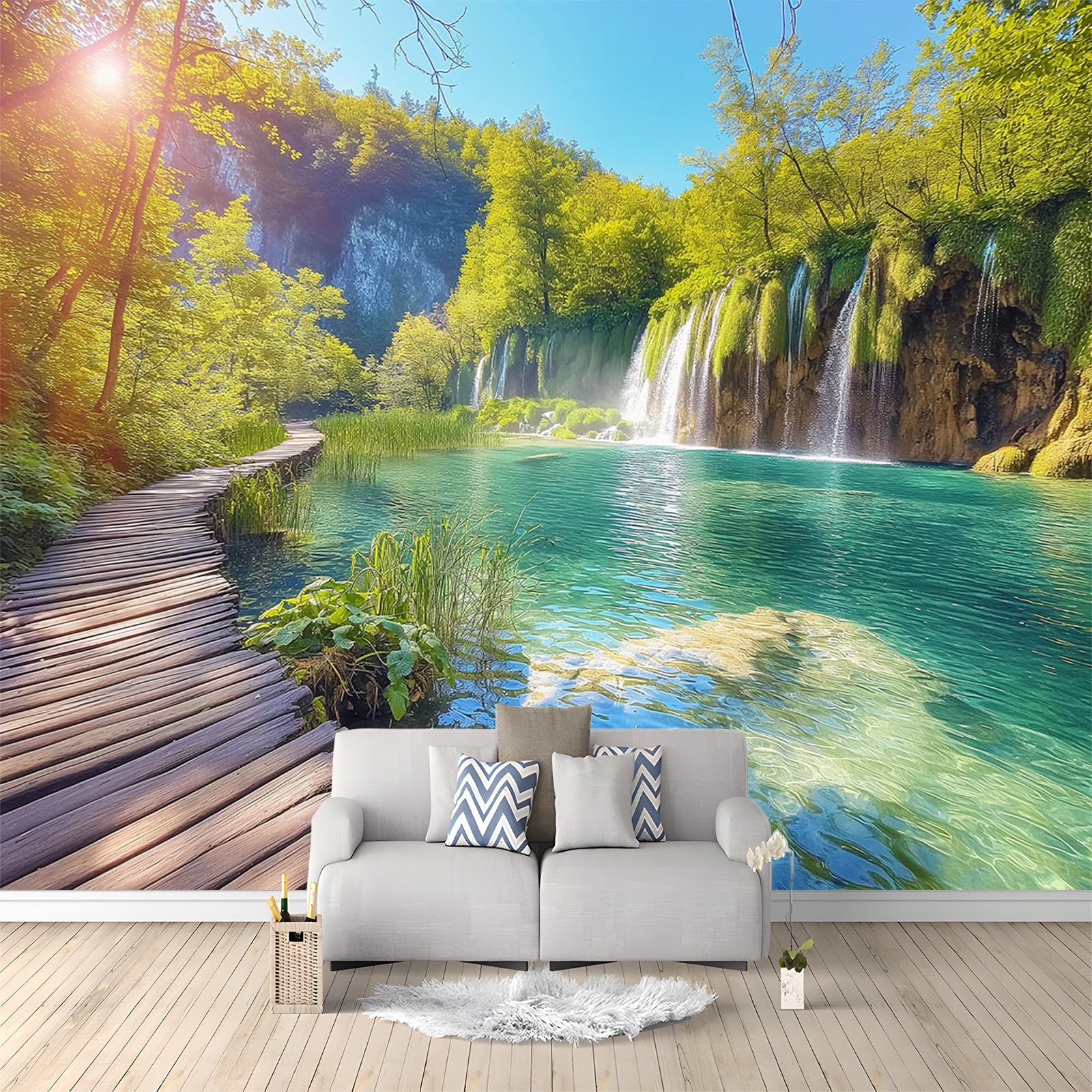 3D Vliestapete Natürliche Landschaft Plitvicer Seen Kroatien Wasserfall 250x175 cm Fototapete, Wanddeko, Wandbild, Wandtapete, Vlies Tapete, Wohnzimmer Schlafzimmer Büro Flur Wand Dekoration