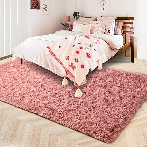 Miniatura 9 de ISEAU Alfombra de área mullida, lanuda y cómoda para interiores, dormitorio de niños y niñas, dormitorio de bebés, para piso al lado de la cama,
