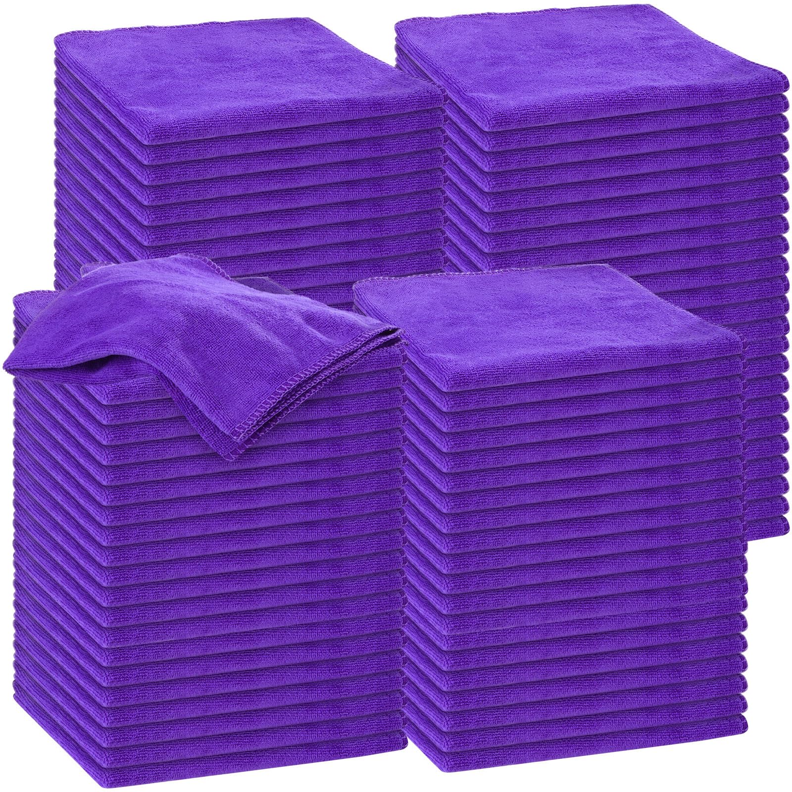 Nuenen 120 Count Microfiber Cleaning Cloths for Cars 15.75 x 15.75 Inch Ultra Absorbent Car Towels Drying Reusable Cleaning Supplies House Kitchen Window Microfiber Towel (Purple) INCOMPLETE 