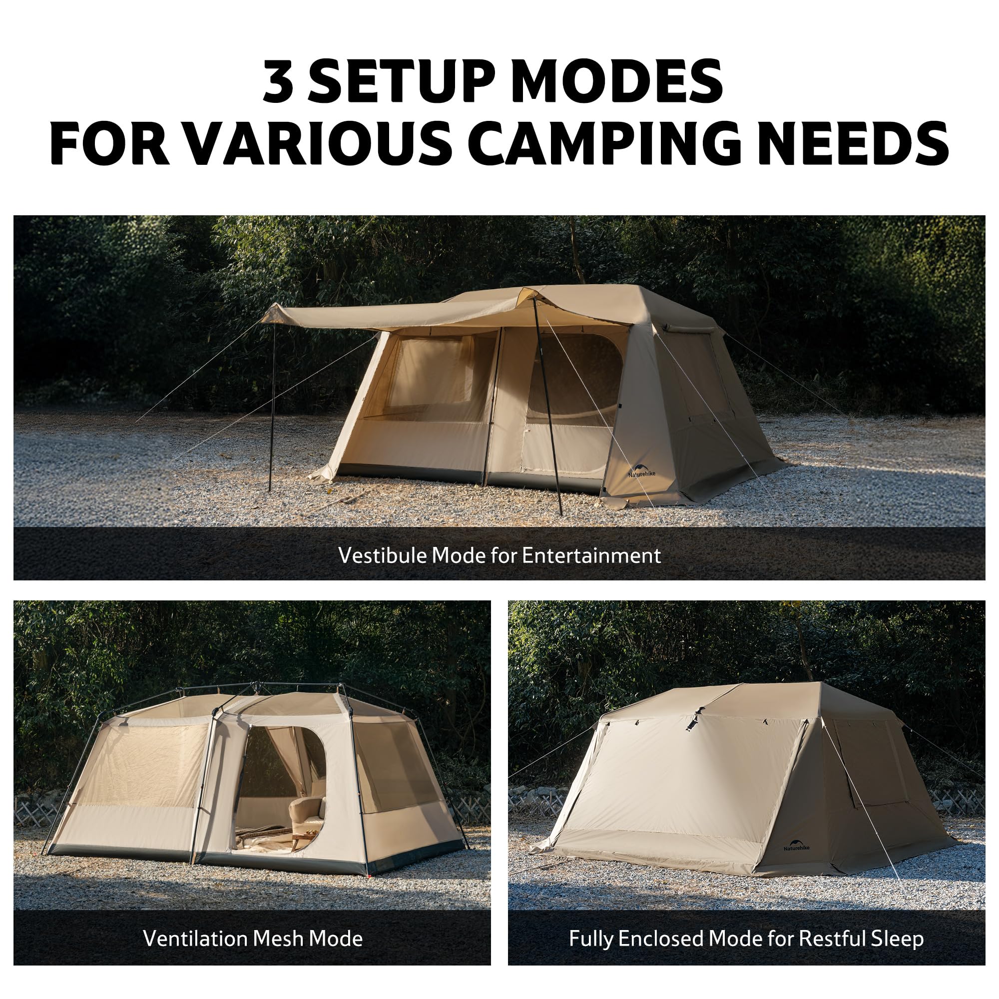 Naturehike Village Lite - Tenda da campeggio per 4 – 8 persone, con montaggio rapido, impermeabile, doppio strato, per campeggio e giardino