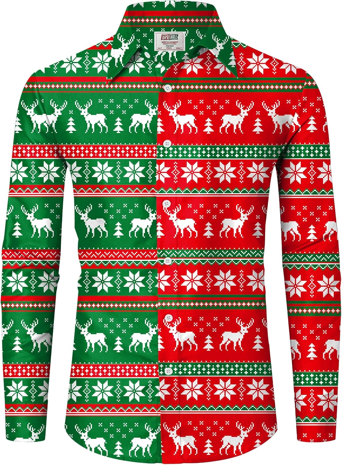 Arvilhill Men's Christmas Shirts Long Sleeve Novelty Xmas Button Shirts (S-3XL)