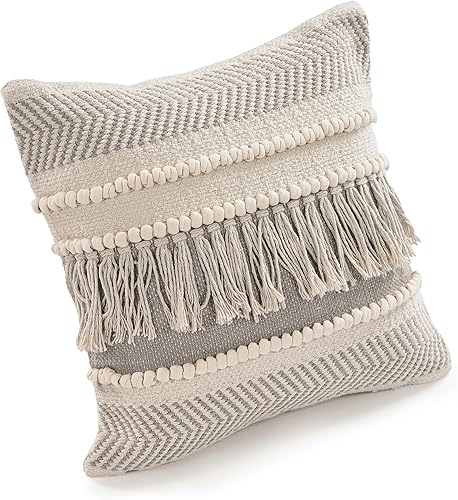 Miniatura 8 de Ox Bay Priscilla - Funda de almohada de algodón orgánico geométrico grisblanco, 20 x 20 pulgadas