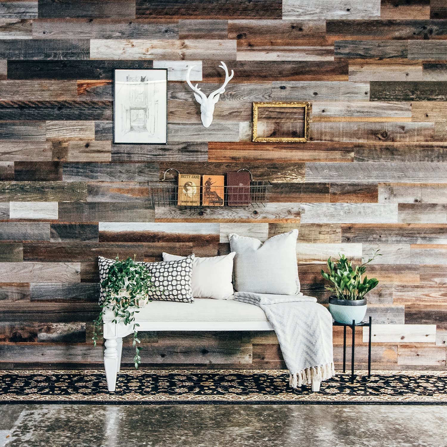 Buy Weekend Walls Reclaimed Weathered Redwood DIY Easy Peel and