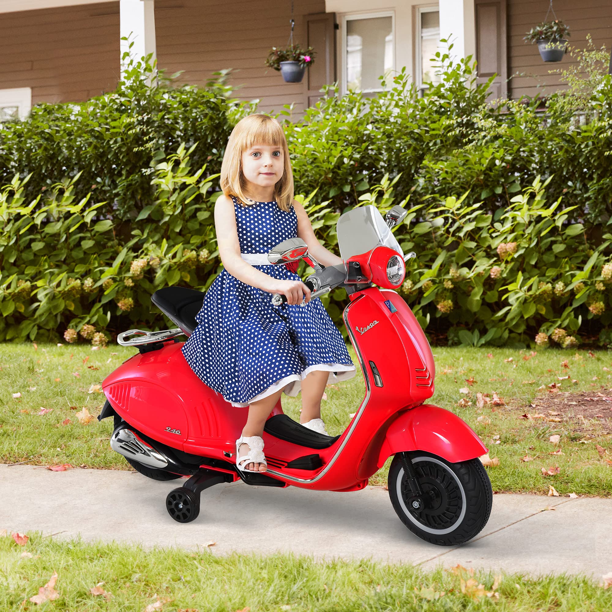 HOMCOM Elektro Kindermotorrad Elektromotorrad mit MP3, Musik, Scheinwerfer, Vor- und Rückwärtsgang, Kinder Elektro Motorrad für 3-6 Jahre Kinder, Rot