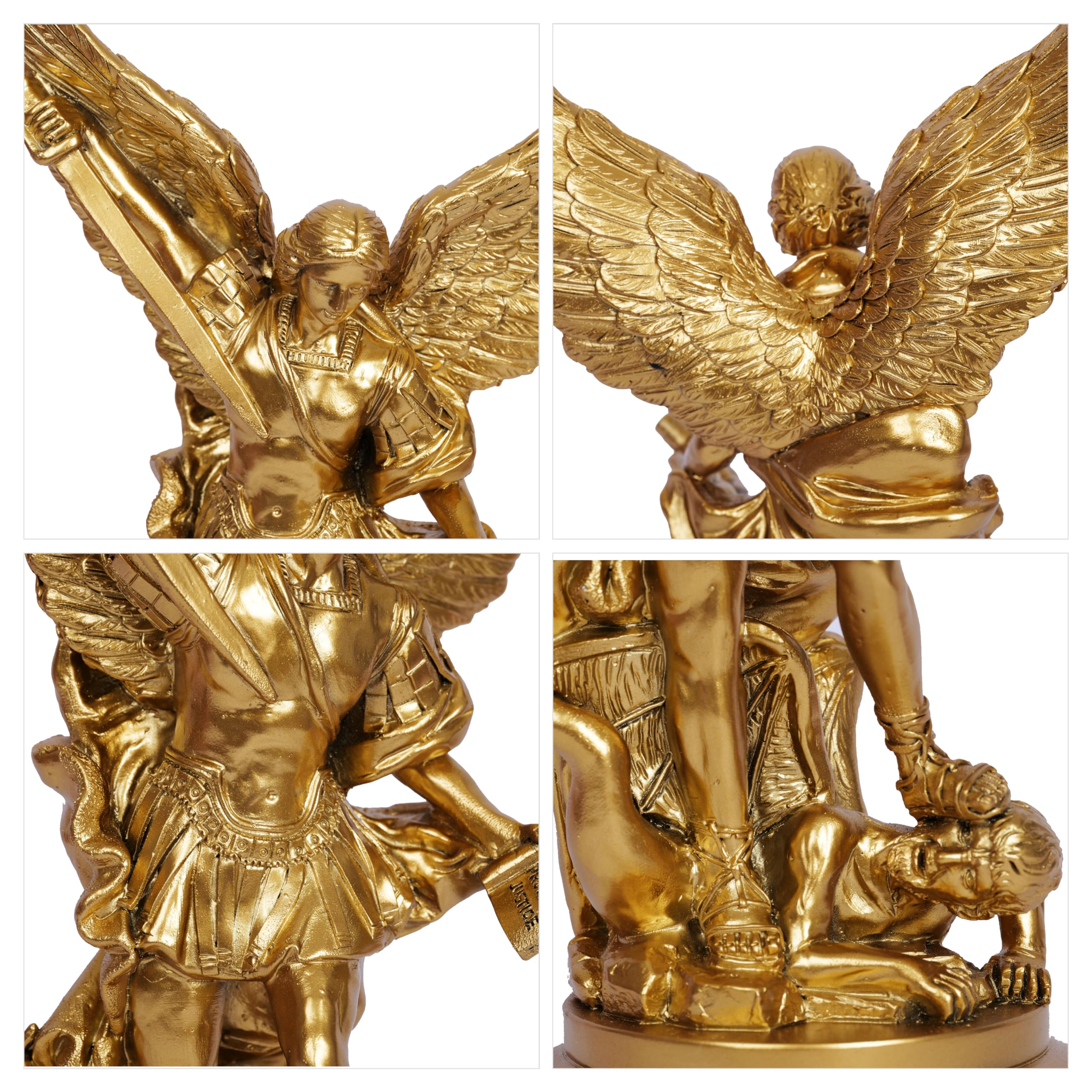 FAIRYVILLE Statue Erzengel Michael – Bronzierte Harzfigur, 32 Cm Hoch – Besiegt Luzifer, Für Dekoration & Sammlung