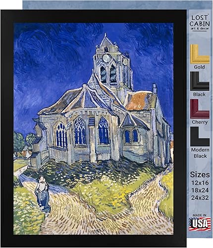 Iglesia en Auvers por Vincent Van Gogh - Póster enmarcado para decoración de pared, pintura de obras de arte finas, carteles e imágenes, impresiones Iglesia en Auvers por Vincent Van Gogh - Póster enmarcado para decoración de pared, pintura de obras de arte finas, carteles e imágenes, impresiones