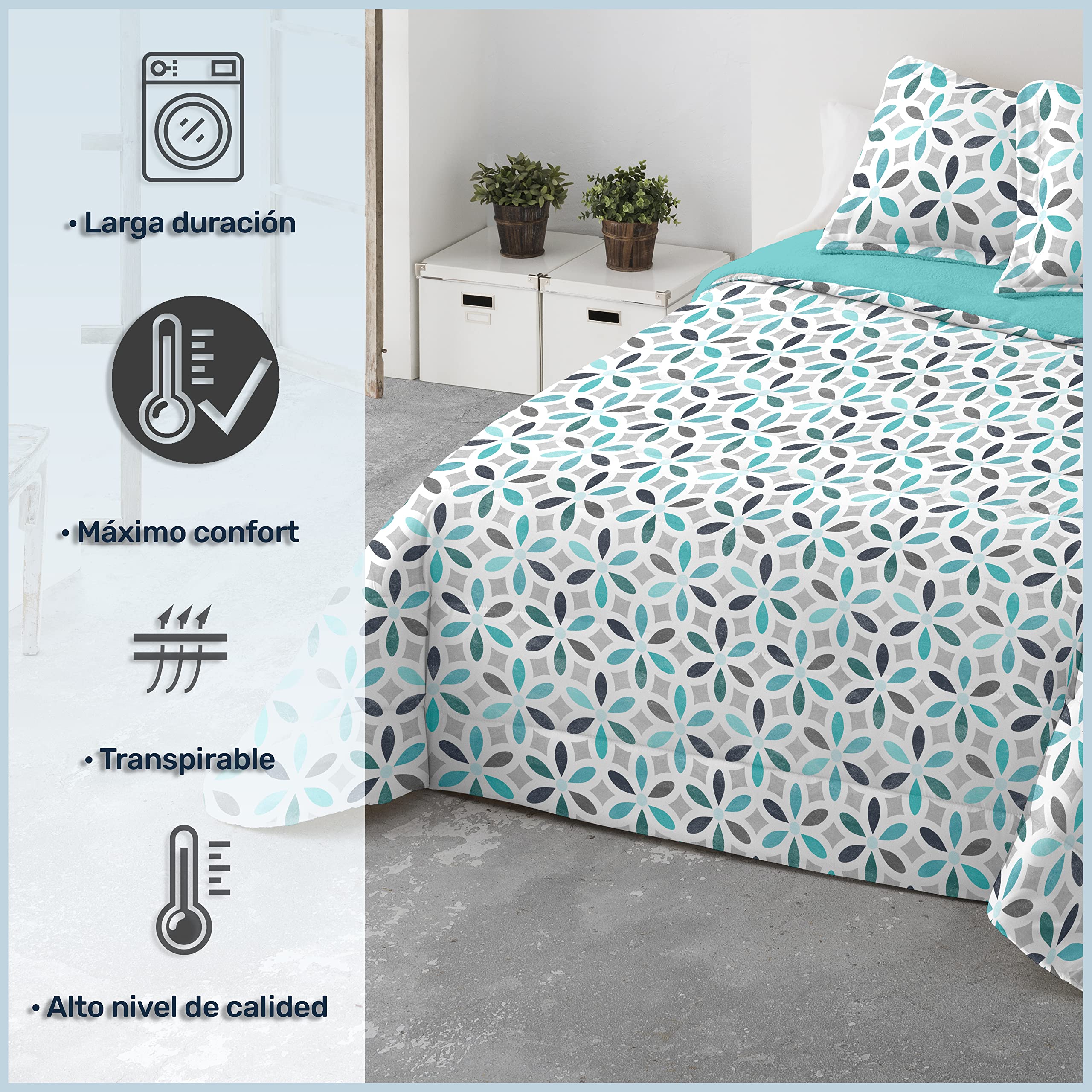 DECASATEXTIL®- Edredón nórdico Borreguito/Sherpa Borreguito de Alta Calidez - Tacto ultrasuave, cómodo, Ligero-Disponible en Varios Modelos. (Alta, Cama 120/135/140cm-235x270cm)