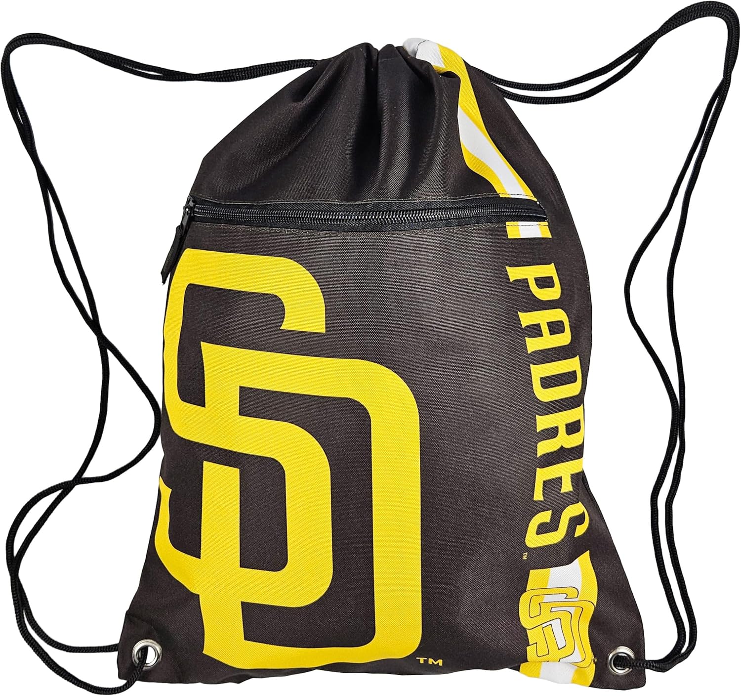 FOCO San Diego Padres Big Logo Drawstring Backpack with 2nd Zippered Pocket – Limited Edition Friars Bag – MLB Gear – Show Your Team Spirit with Officially Licensed Padres Fan Gear