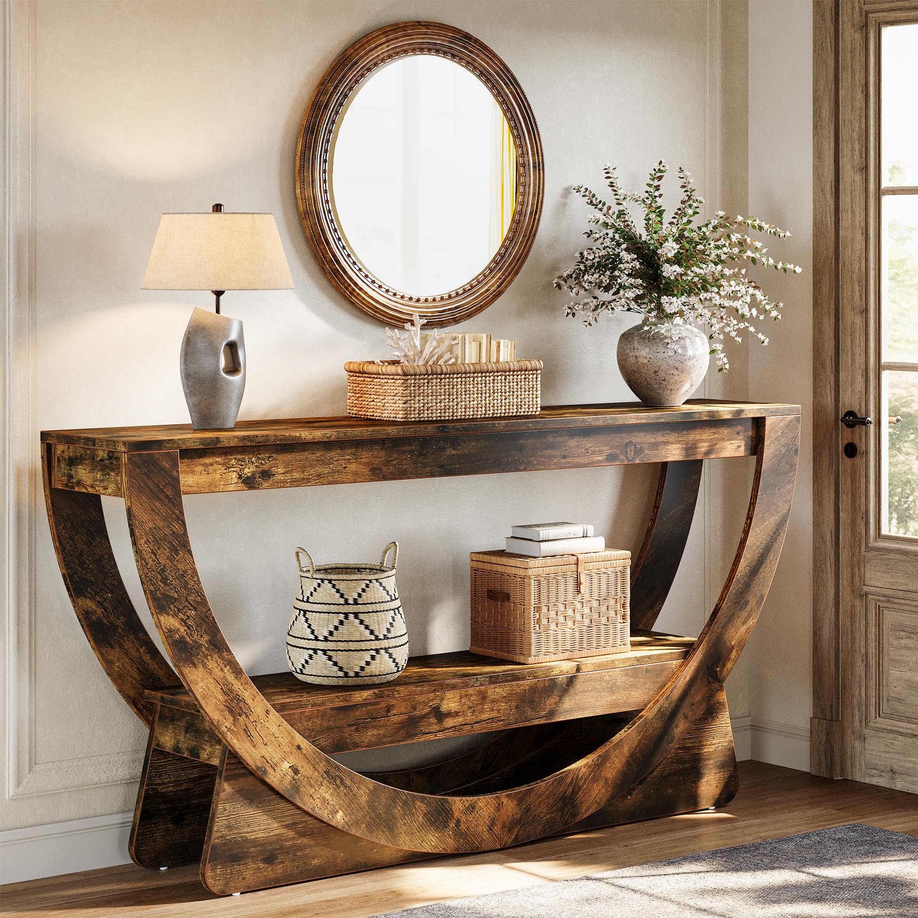 Consoletafel 160 cm Landelijk, Haltafel met 2 Planken