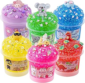 6 x 100ml Bingsu Slime Kit, 20 FL OZ Slimes for Girls & Boys, Crunchy Slime Pack Sensory Toys, Slimes Party Favors for Kids, Birthday Easter Halloween Boys & Girls Gift