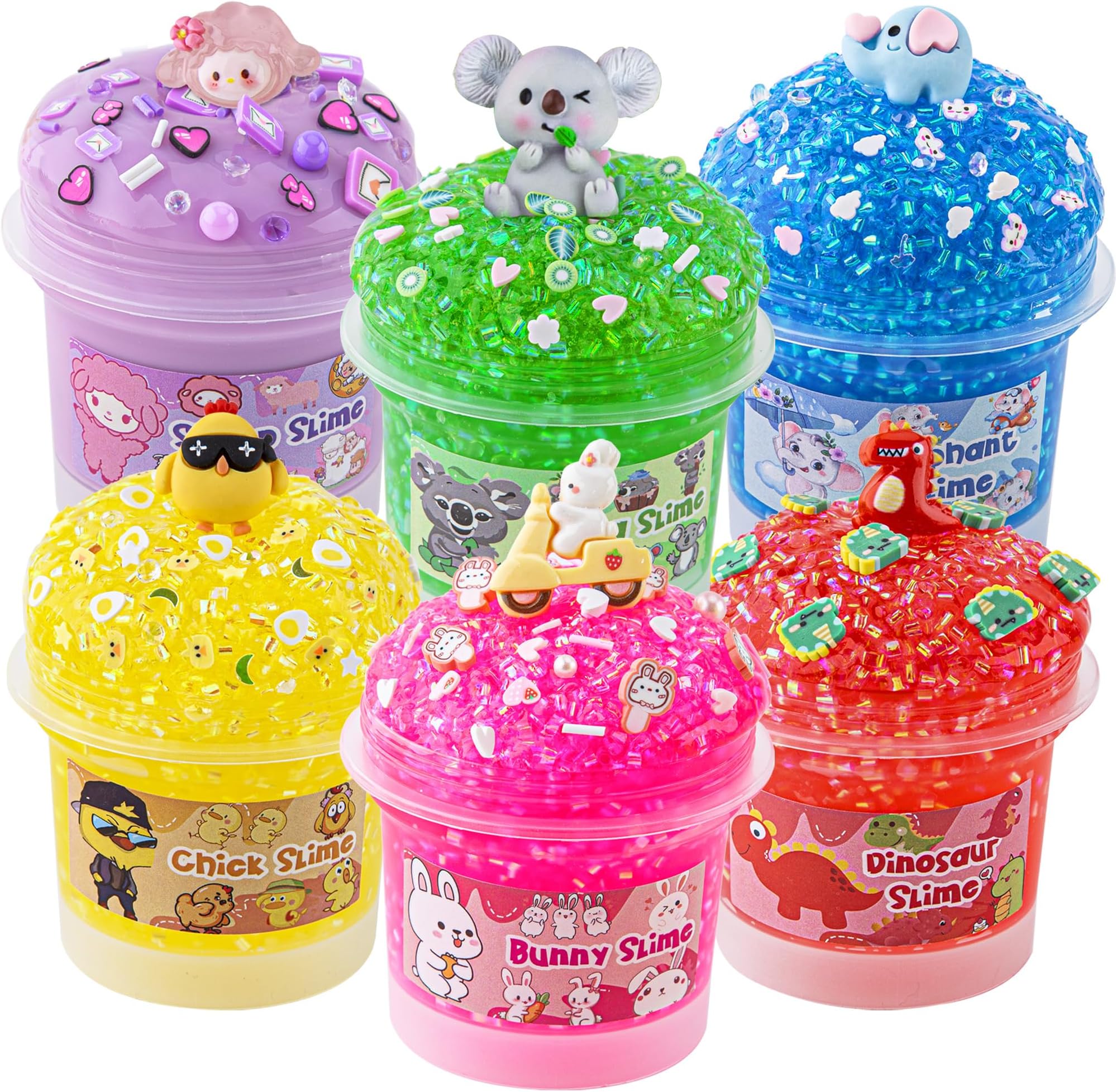 6 x 100ml Bingsu Slime Kit, 20 FL OZ Slimes for Girls & Boys, Crunchy Slime Pack Sensory Toys, Slimes Party Favors for Kids, Birthday Easter Halloween Boys & Girls Gift