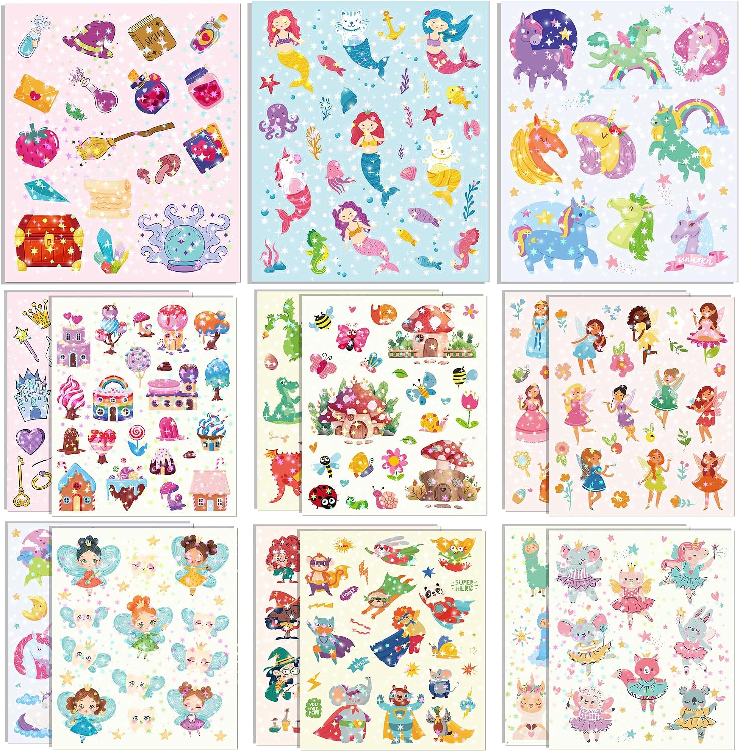 300+ Holographic Classroom Reward Stickers for Kids（Fairy Tale）