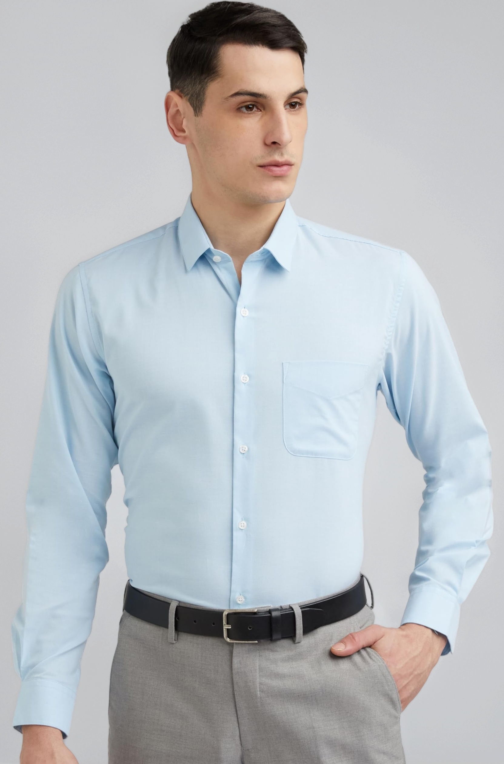 Men's Everday Regular Fit Solid Shirt | Cotton Rich | 5-Pin Pocketing