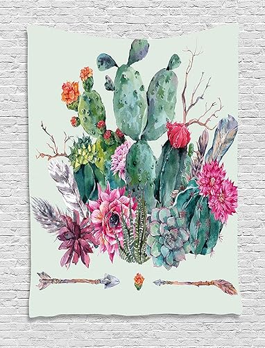 Miniatura 159 de Ambesonne Tapiz de naturaleza, silueta de oso salvaje en el bosque de la selva en la noche oscura, ilustración para colgar en la pared para Verde