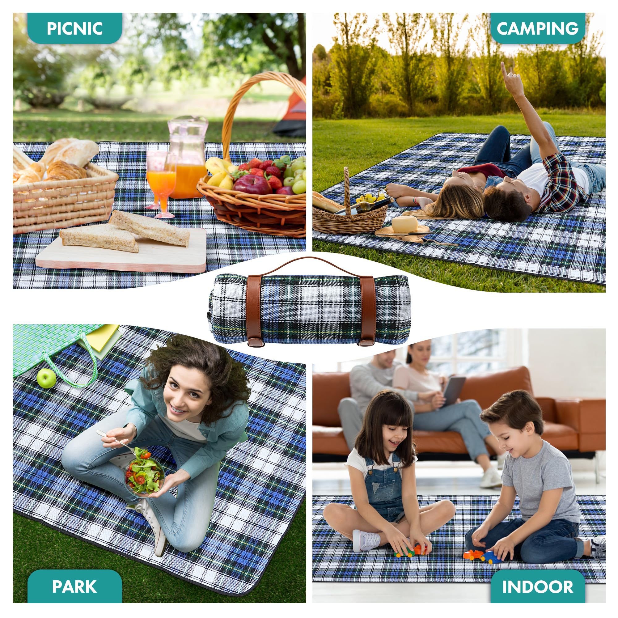 TRIXES Coperta da picnic XL impermeabile con maniglia per trasporto