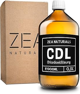 ZEA Naturals® Chlordioxid Lösung 0,3% (1000ml) - CDS - CDL - 1000 ml Chlordioxid in Braunglasflasche + Gratis HDPE Pipette...