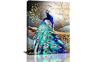 Peacock Wall Art, Vibrant Golden Tree Pictures Adorn Your Abode
