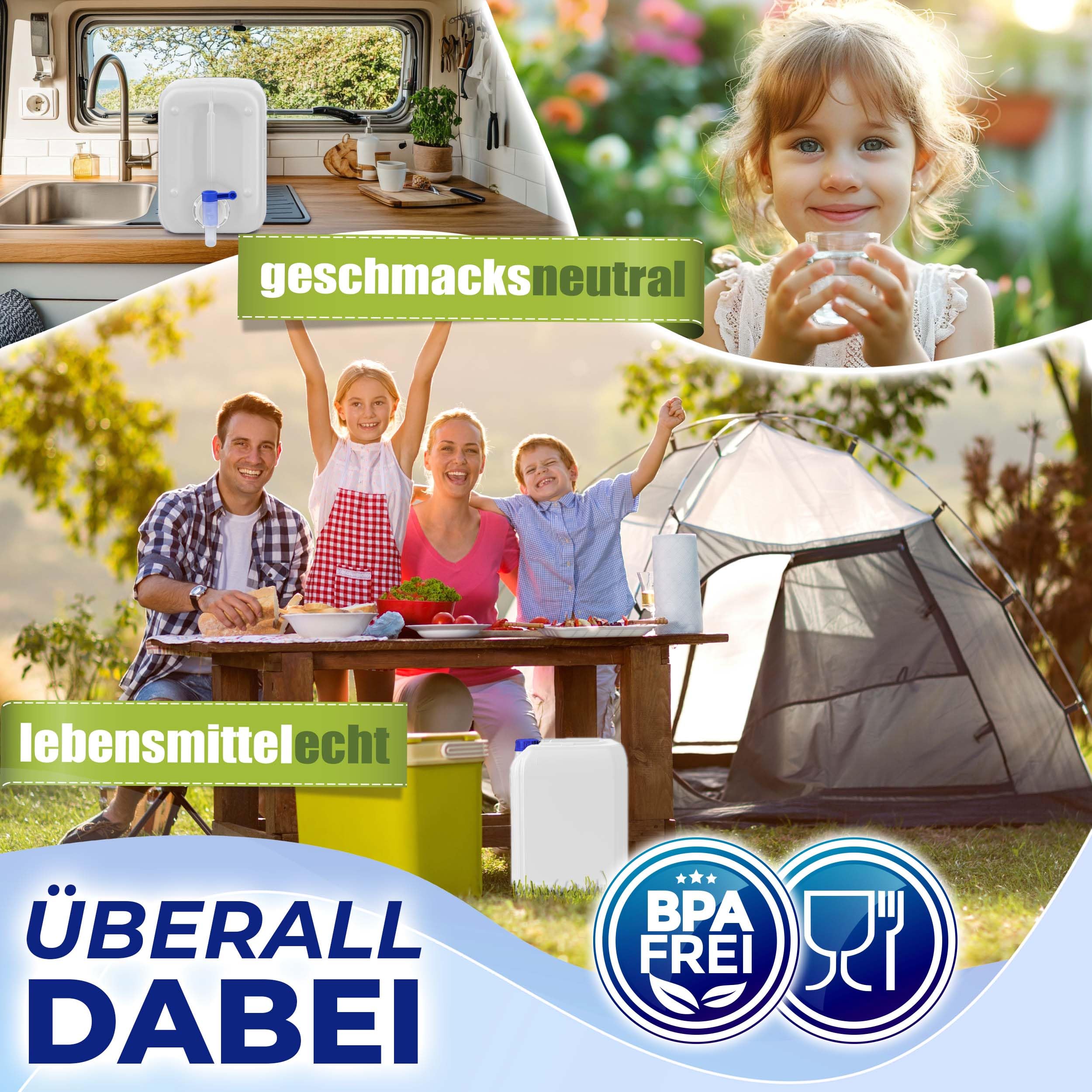 Kosmetex 25L Kanister, BPA frei & lebensmittelecht, Made in Germany | Wasserkanister 25 Liter für Camping, Garten, Gewerbe & Haushalt, Robust, Geschmacksneutral für Wasser & Getränke
