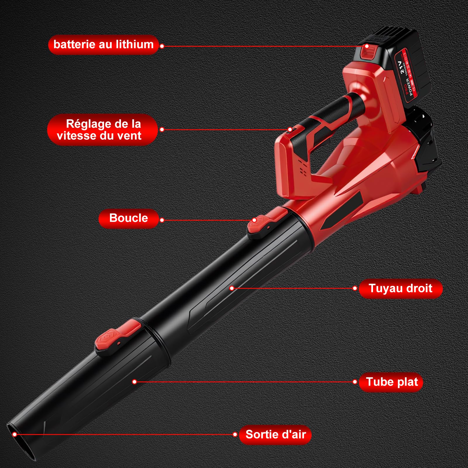 Aspirateur à Feuilles sans Fil 200km/h, 6 Vitesses Souffleur électrique sans Fil à 6 Vitesses,avec Batterie 1300 mAh et Chargeur, souffleur de Feuilles sans Fil pour Le Jardin,la terrasse,la Voiture