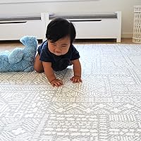 Vista 108 de Cushmat Elegante alfombra de juego de espuma reversible (grande, Explorer - rosa ceniza) - Tapete de juego suave, impermeable y duradero para bebés