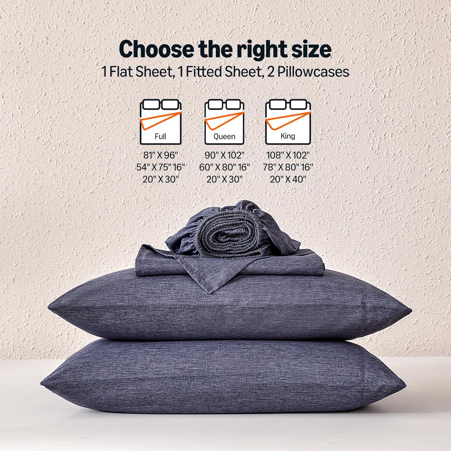 Amazon Basics Sheet Set Cationic Microfiber 4-Piece Bedding Set, Wrinkle Free and Easy Fit, Easy Care Bedding with 1 Deep Pocket Fitted Sheet, 1 Flat Sheet, and 2 Pillowcases, Queen, Blue