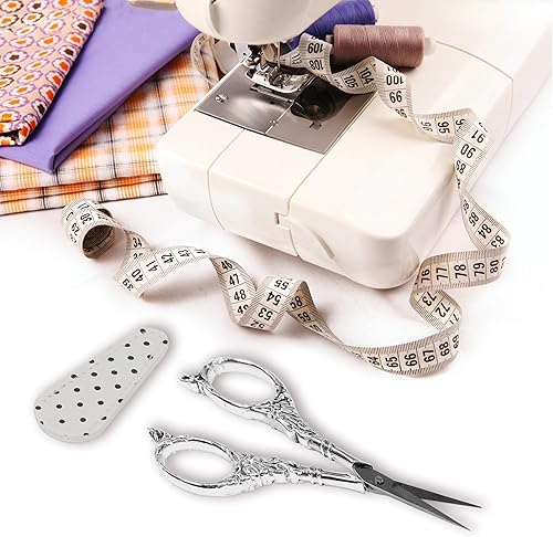 Miniatura 6 de Hisuper 2 pares de tijeras de manualidades de 45 pulgadas tijeras de costura pequeñas afiladas con cubierta de tijeras de cuero tijeras de bordado