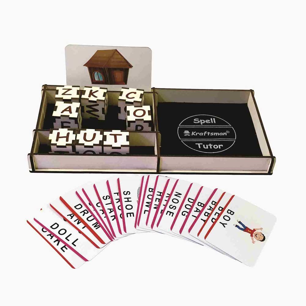 MilesMagic Wooden Spell Tutor Learning with Flash Cards | Educational Toys | for Return Gift | Spelling Game for Kids and Adults Family Fun and Entertainment